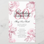 Programa Glam Floral 80th Birthday Rosa Menú Oro<br><div class="desc">Elegante "Programa de Fiesta de Cumpleaños" con Arreglo Floral en Rosa Oro con texto personalizado.</div>