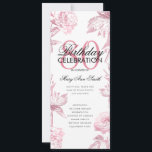 Programa Glam Floral 80th Birthday Rosa Menú Oro<br><div class="desc">Elegante "Programa de Fiesta de Cumpleaños" con Arreglo Floral en Rosa Oro con texto personalizado.</div>