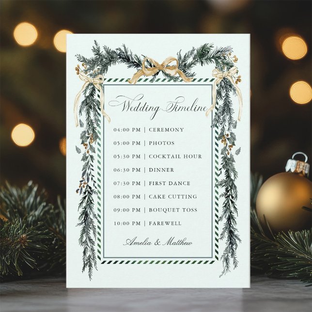 Programa Gold Bow & Greenery Garland Wedding Timeline Mint (Subido por el creador)