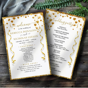 Programa Gold Modern Elegante de Boda de Caligrafí