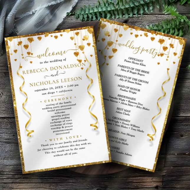 Programa Gold Modern Elegante de Boda de Caligrafí (Subido por el creador)
