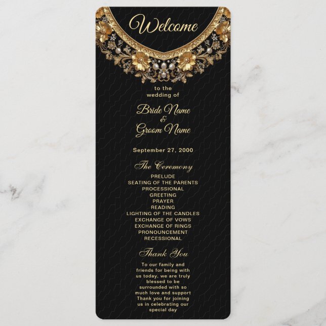 Programa Golden Ornate Frame Wedding Program (Anverso)