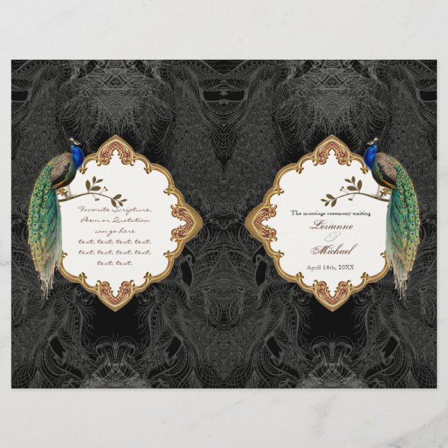 Programa Golden Peacock & Calligraphy Swirl Weddin (Anverso)