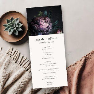 Programa Gothic Dark Purple Black Peony Wedding