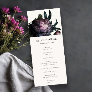 Programa Gothic Dark Purple Black Peony Wedding