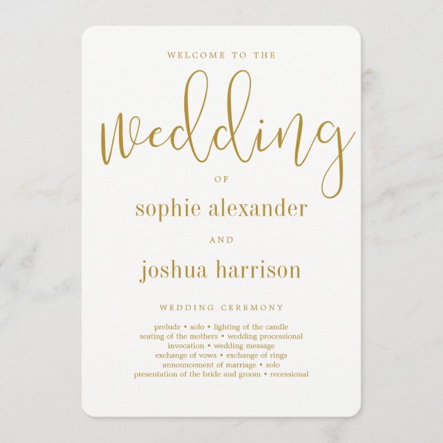 Programa Graceful Script Boda Ceremony Program Gold (Anverso)
