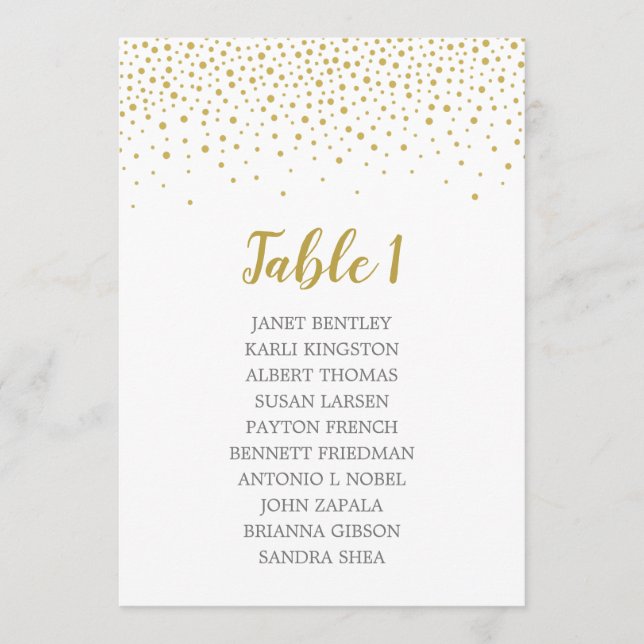 Programa Gráfica de asientos Boda de Confetti dorado | Colo (Anverso)