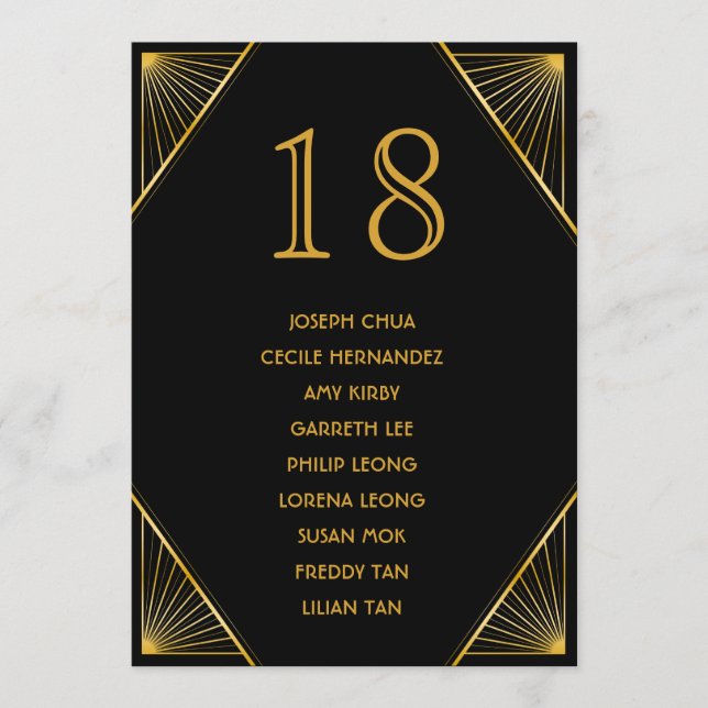 Programa Gráfico de asientos Bodas Gatsby Art Deco (Anverso)