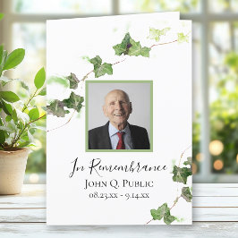 Programa Green English Ivy Vine Funeral Service plegado