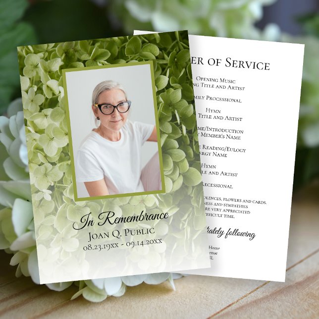 Programa Green Hydrangea Floral Funeral Memorial Service (Subido por el creador)