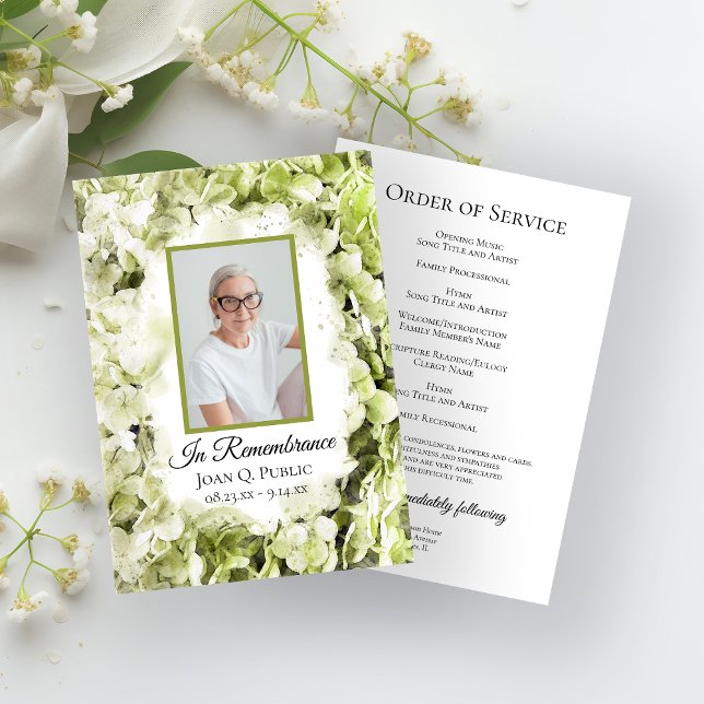 Programa Green Hydrangea Flowers Funeral Memorial Service (Subido por el creador)