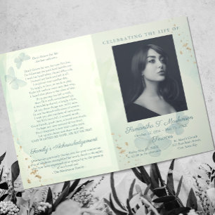 Programa Green Watercolor Butterfly Funeral Services