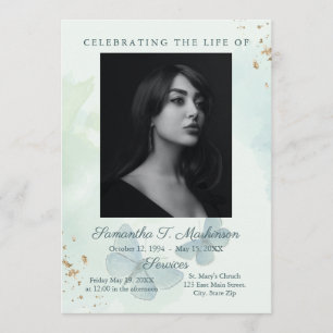 Programa Green Watercolor Butterfly Funeral Services