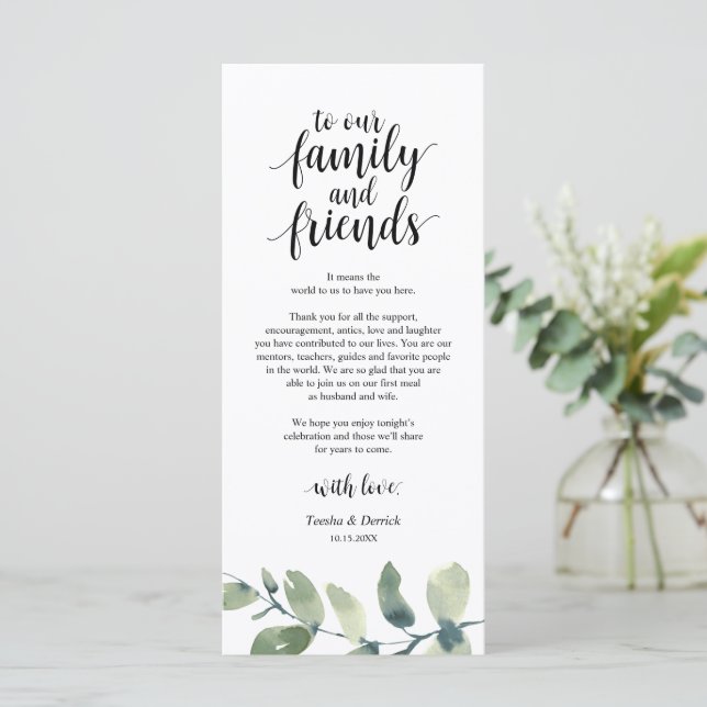Programa Greeneration Eucalyptus Place Setting Gracias Tarj (Anverso de pie)