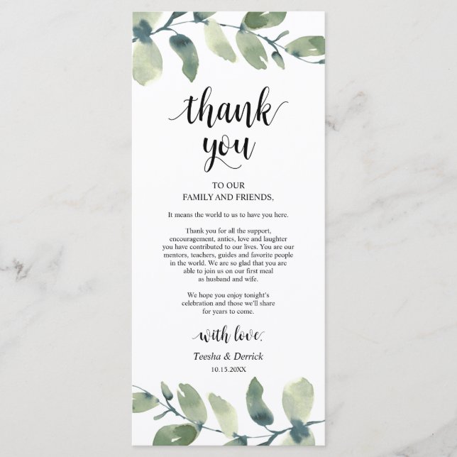 Programa Greeneration Eucalyptus Place Setting Gracias Tarj (Anverso)