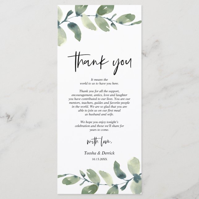 Programa Greeneration Eucalyptus Place Setting Gracias Tarj (Anverso)