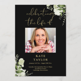 Programa Greenery Black And Gold Funeral Order Of Service