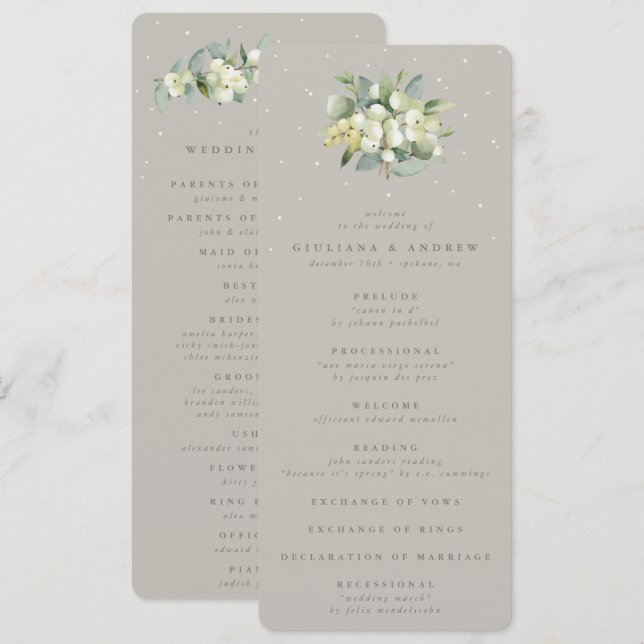 Programa Greige Snowberry+Eucalyptus Bouquet Boda de Invier (Anverso / Reverso)