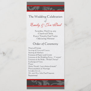 Programa Gris Rojo 9x4 Damask Swirl Boda