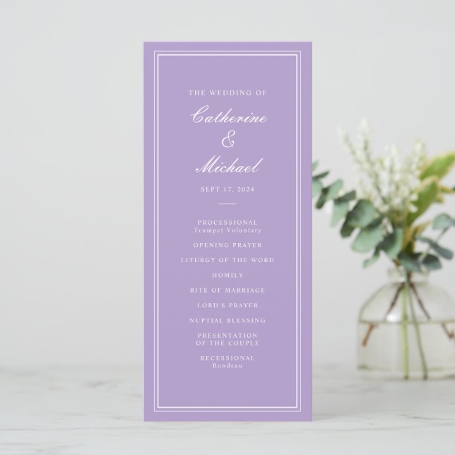 Programa Guión de lavanda de boda clásico absoluto (Anverso de pie)