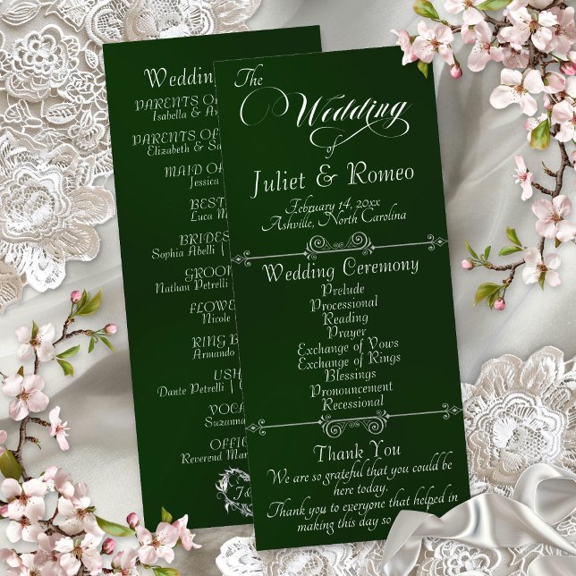 Programa Guión elegante y monograma - Boda esmeralda (Subido por el creador)