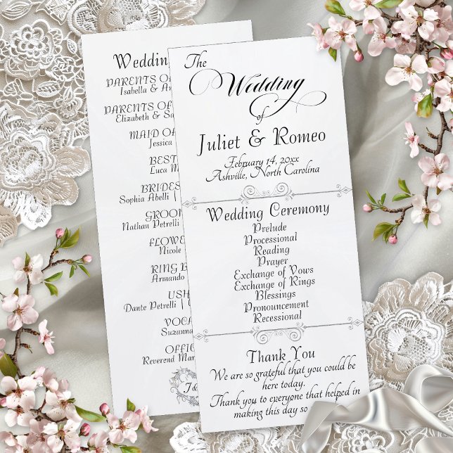 Programa Guión elegante y monograma - Boda perla blanca (Subido por el creador)