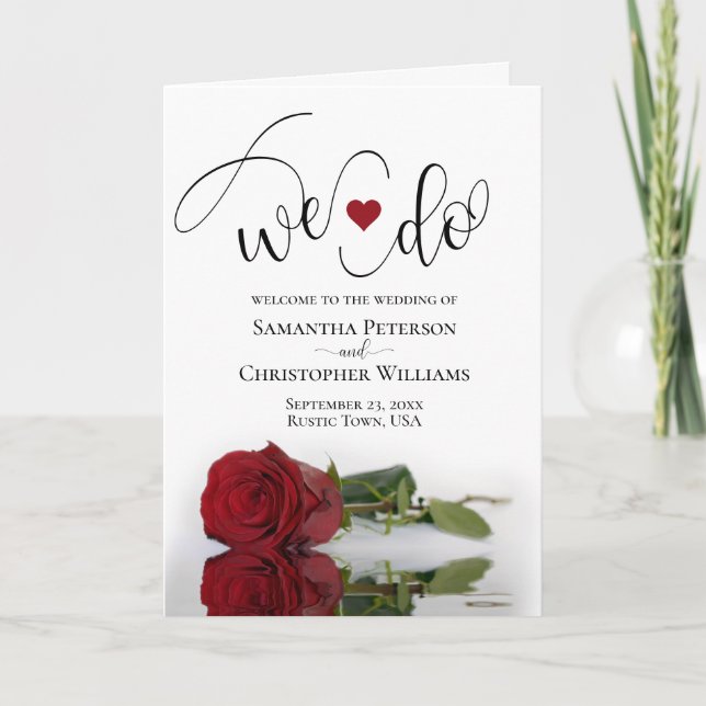 Programa Hacemos Boda elegante de rosa rojo de estampado la (Anverso)