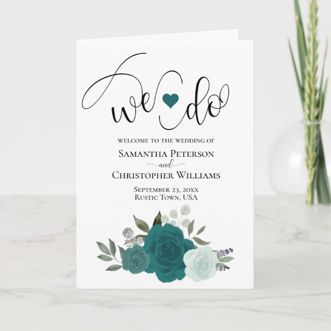Programa Hacemos Bodas del Boho de Elegantes Rosas Verde az (Anverso)