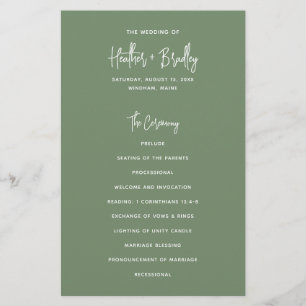 Programa Heather Elegant Sage Green de Boda Modern