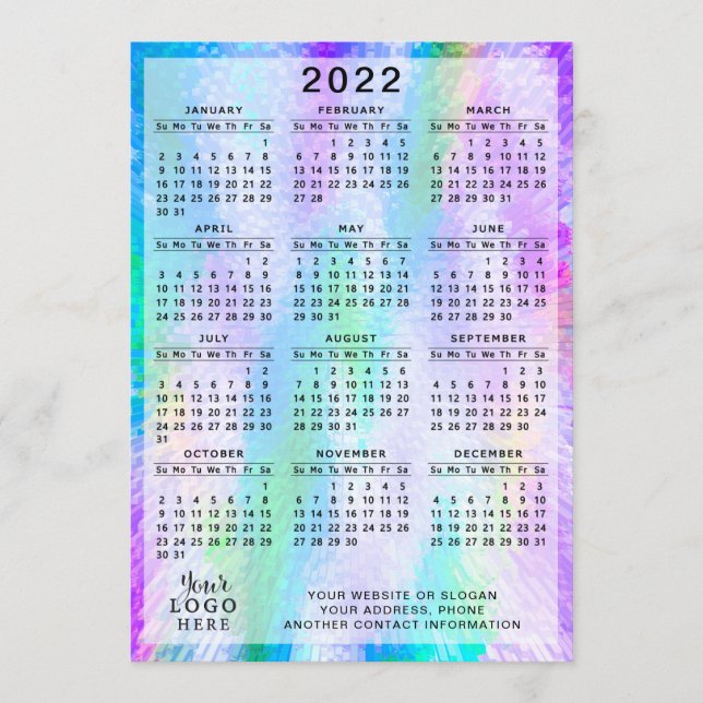 Programa Holografía irlandesa colorida del calendario 2022 (Anverso)