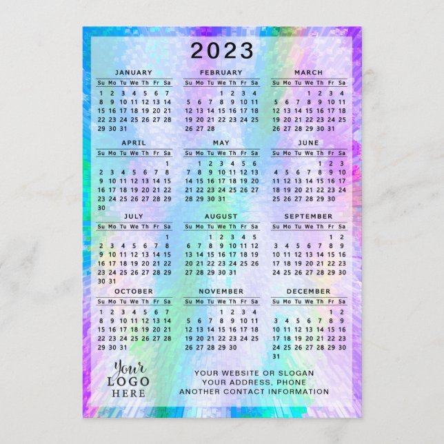 Programa Holografía irlandesa colorida del calendario 2023 (Anverso)