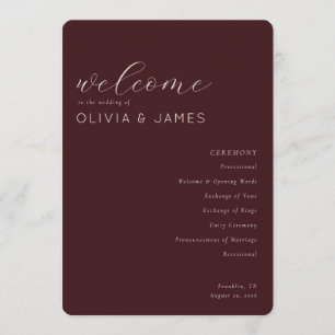 Programa Horario de Boda Elegante Granate