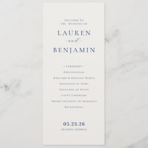 Programa Horario de la Ceremonia de Boda en Beige Elegante