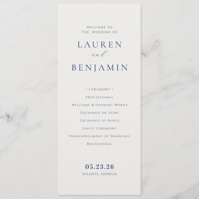 Programa Horario de la Ceremonia de Boda en Beige Elegante (Anverso)