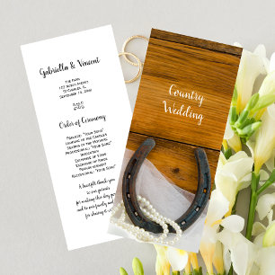 Programa Horseshoe Pearls Country Western Wedding Program