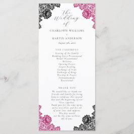 Programa Hot Pink and Black Floral Lace Wedding