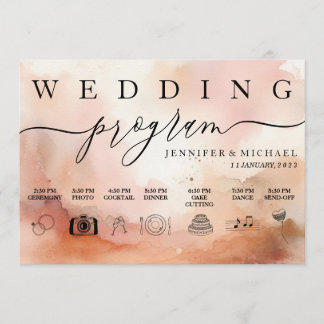Programa Icono de boda de acuarela en tono tierra RoseGold