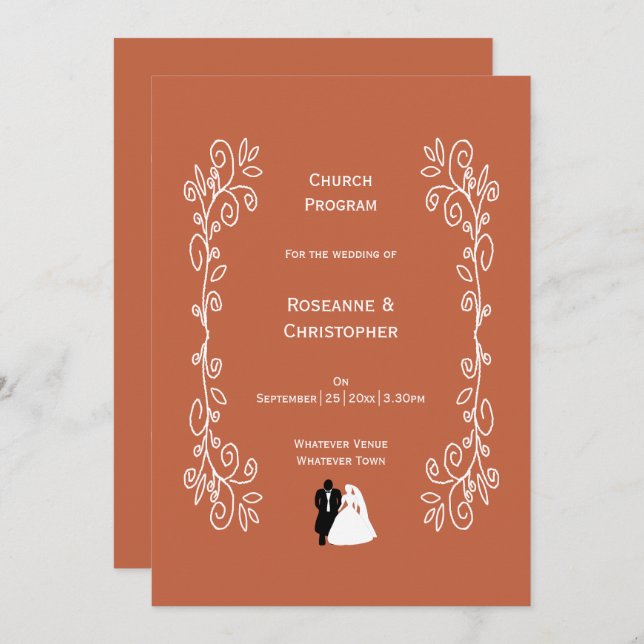 Programa Iglesia Boda de Terracotta Bride Groom (Anverso / Reverso)