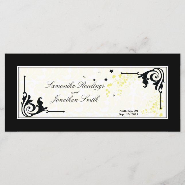 Programa Iglesia boda - Flores amarillas delgadas (Anverso)