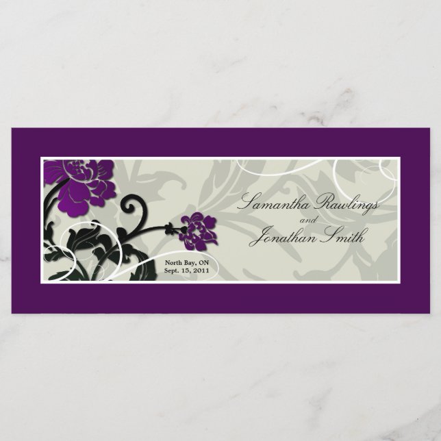 Programa Iglesia boda - Giro Morado Floral (Anverso)