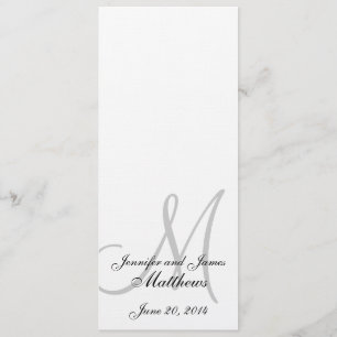 Programa Iglesia boda Monograma Linen Blanco