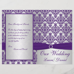 Programa II de matrimonio de Damasco plateado y pú
