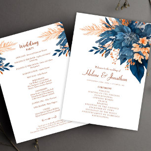 Programa Indigo Rust Modern Floral Boho Elegante Boda