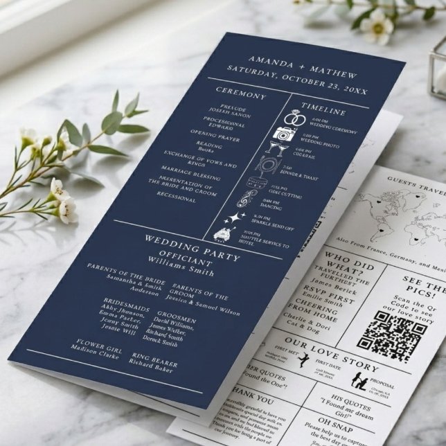 Programa Infográfico de Boda Azul Marino (Subido por el creador)