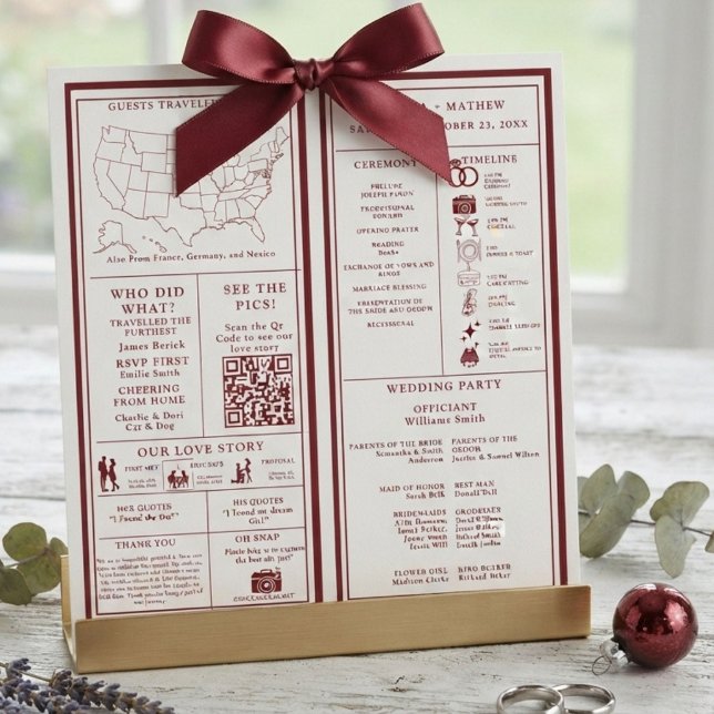 Programa Infográfico de Boda Burgundy y Marfil (Subido por el creador)