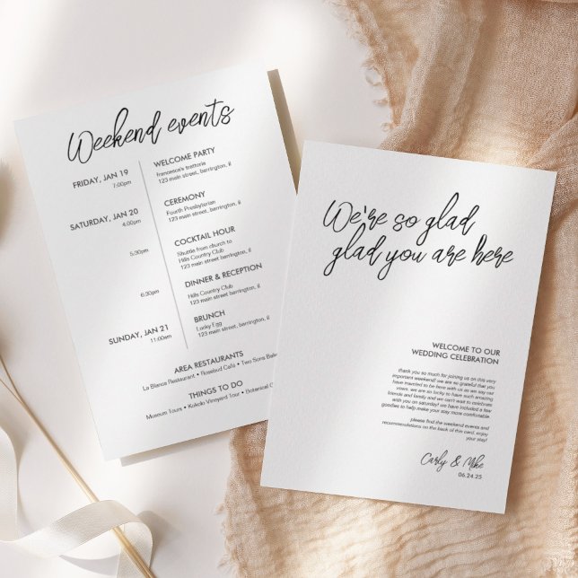 Programa Inserción de bolsa de bienvenida Boda minimalista (Subido por el creador)