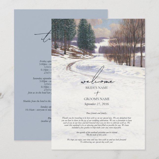 Programa Invernal acuarela Nieve Boda Itinerario (Anverso / Reverso)