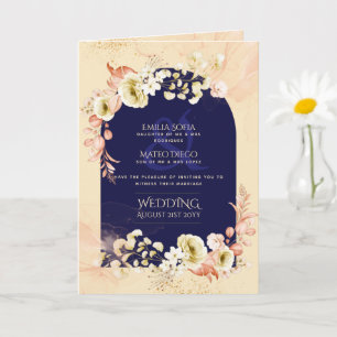 Programa Invitado de Boda Floral de Coral Azul de