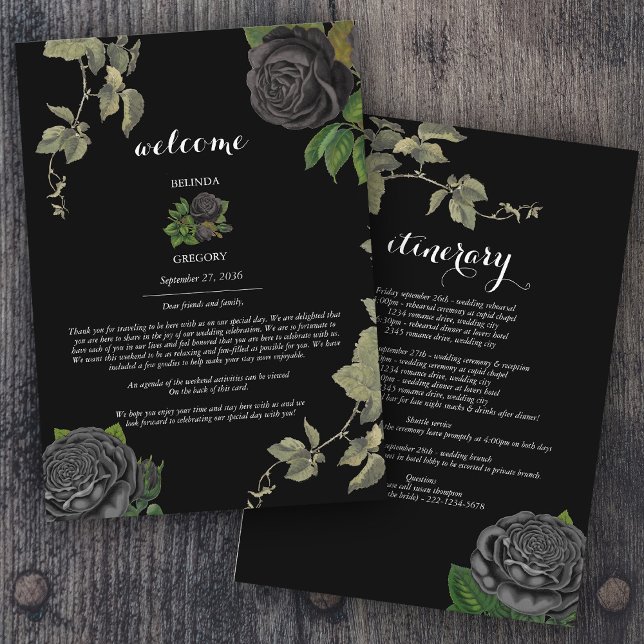 Programa Itinerario Boda de Rosas negros de Halloween gótic (Gothic Halloween Black Roses Wedding Itinerary Program)