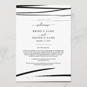 Programa Itinerario Boda del Resumen Blanco Negro Moderno